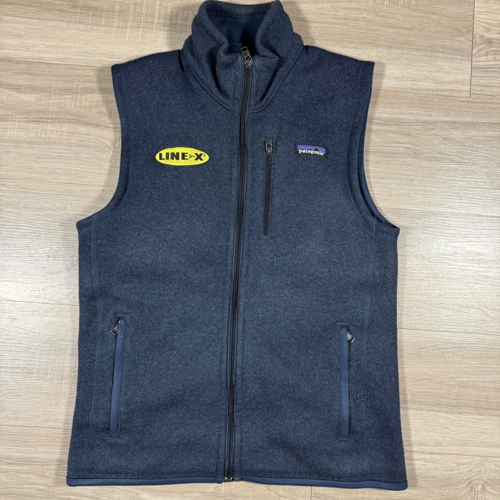 Patagonia Better Sweater Vest Full Zip Fleece Navy Blue LINE-X Logo Size Small